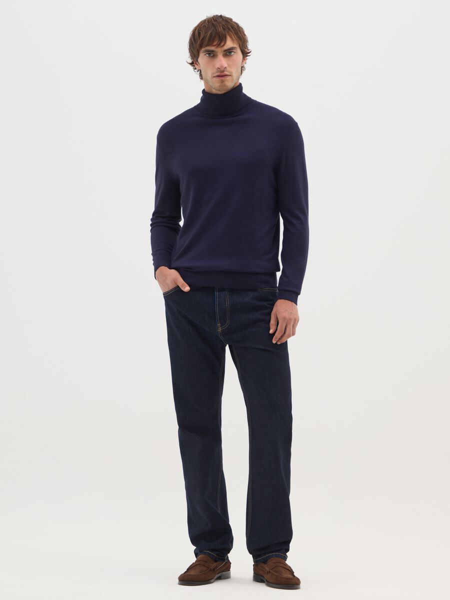 Dolcevita regular fit blu in misto viscosa_1