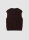 Brown pure cotton knitted vest with crew neck, regular fit_2