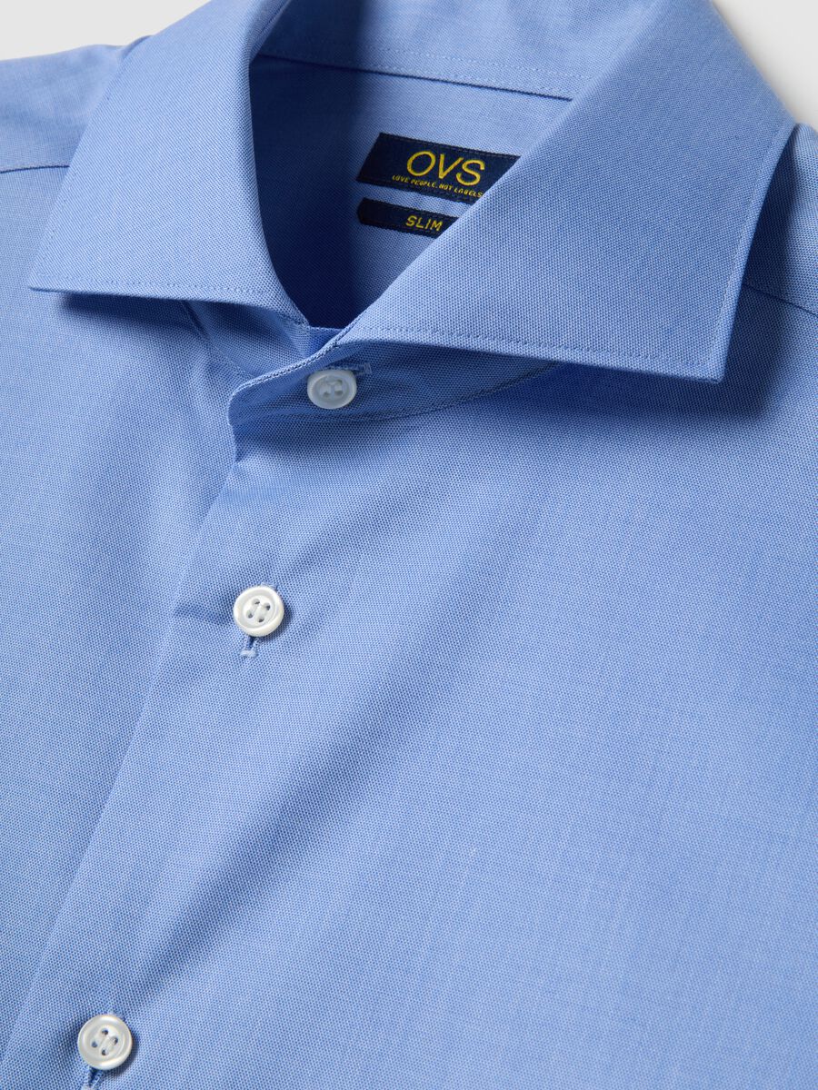 Slim fit light blue pure cotton shirt_5