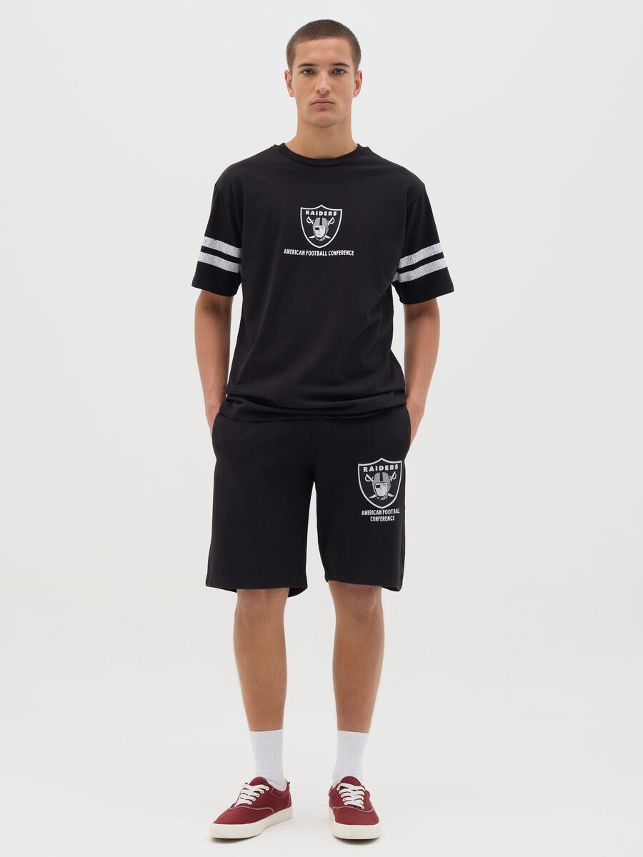 Black Raiders Sports Shorts in Cotton Blend_0