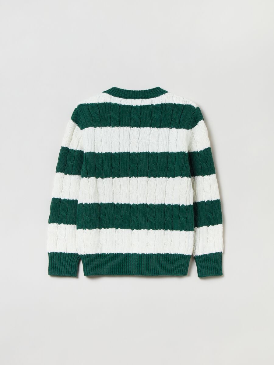 Pullover a righe con lavorazione a trecce_4