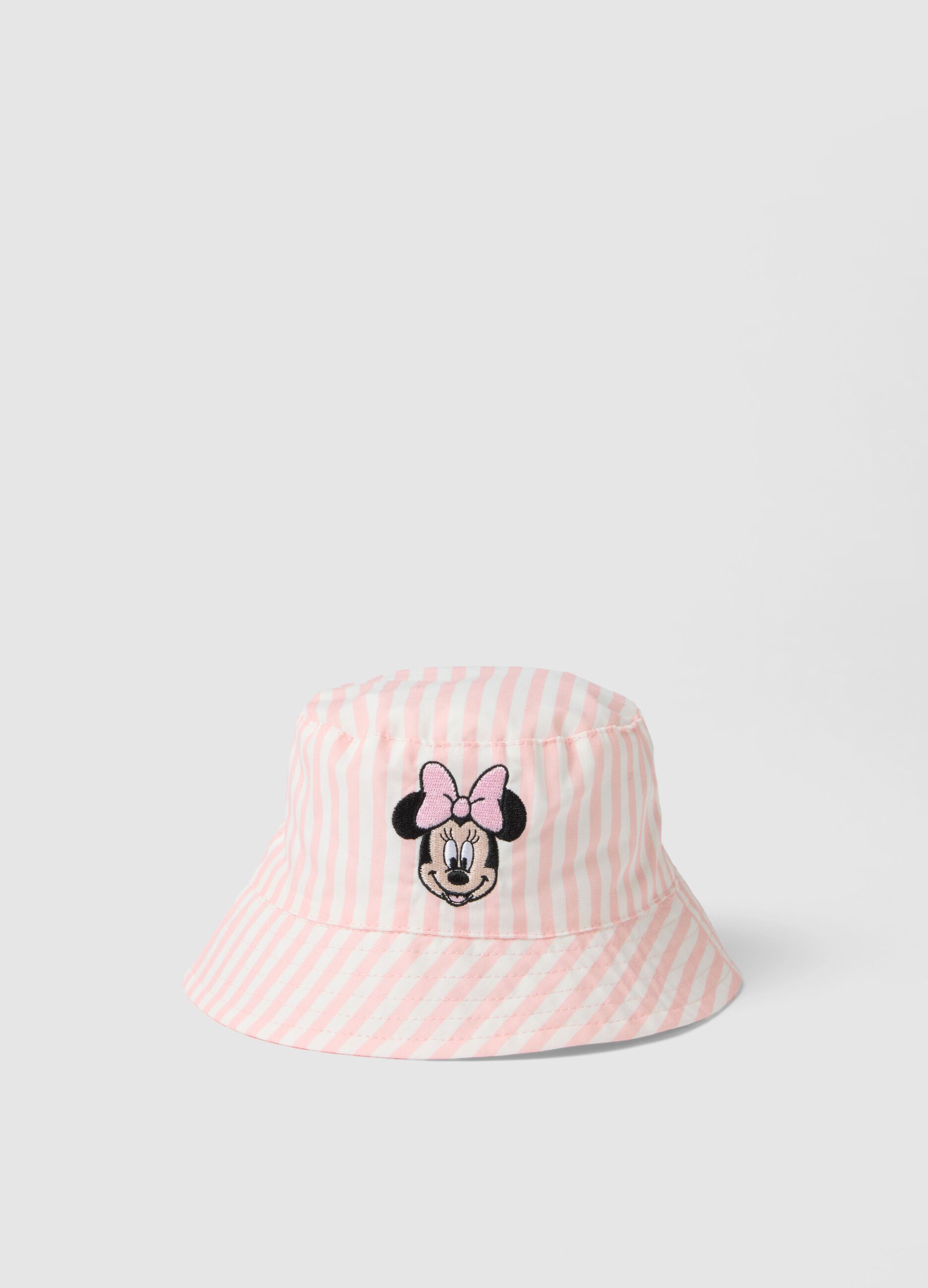Cappello in puro cotone a righe multicolor da bimba con Minnie