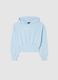 Blue cropped sweatshirt for girls in pure cotton regular fit_3