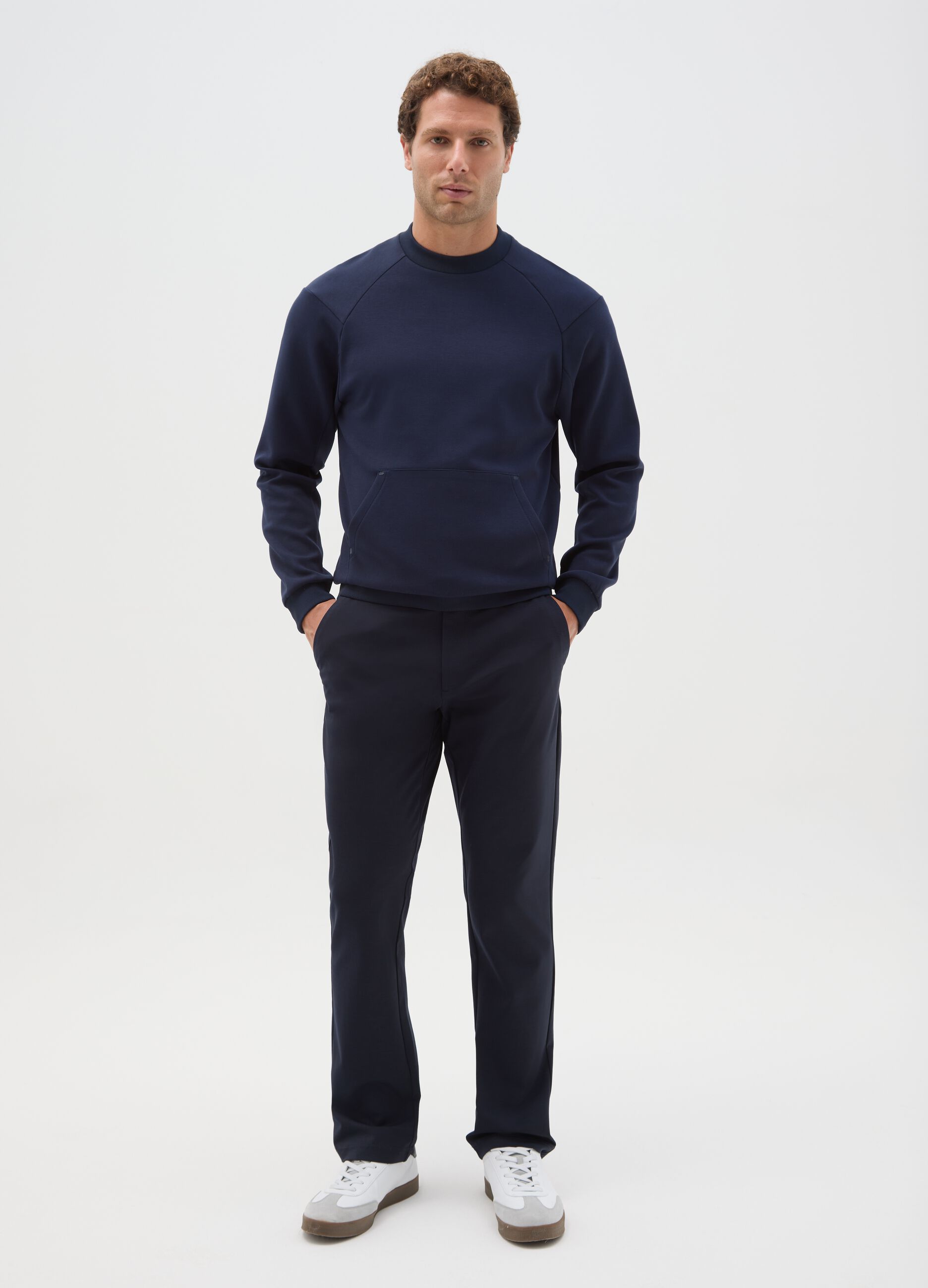 Pantaloni chino blu in misto cotone regular fit