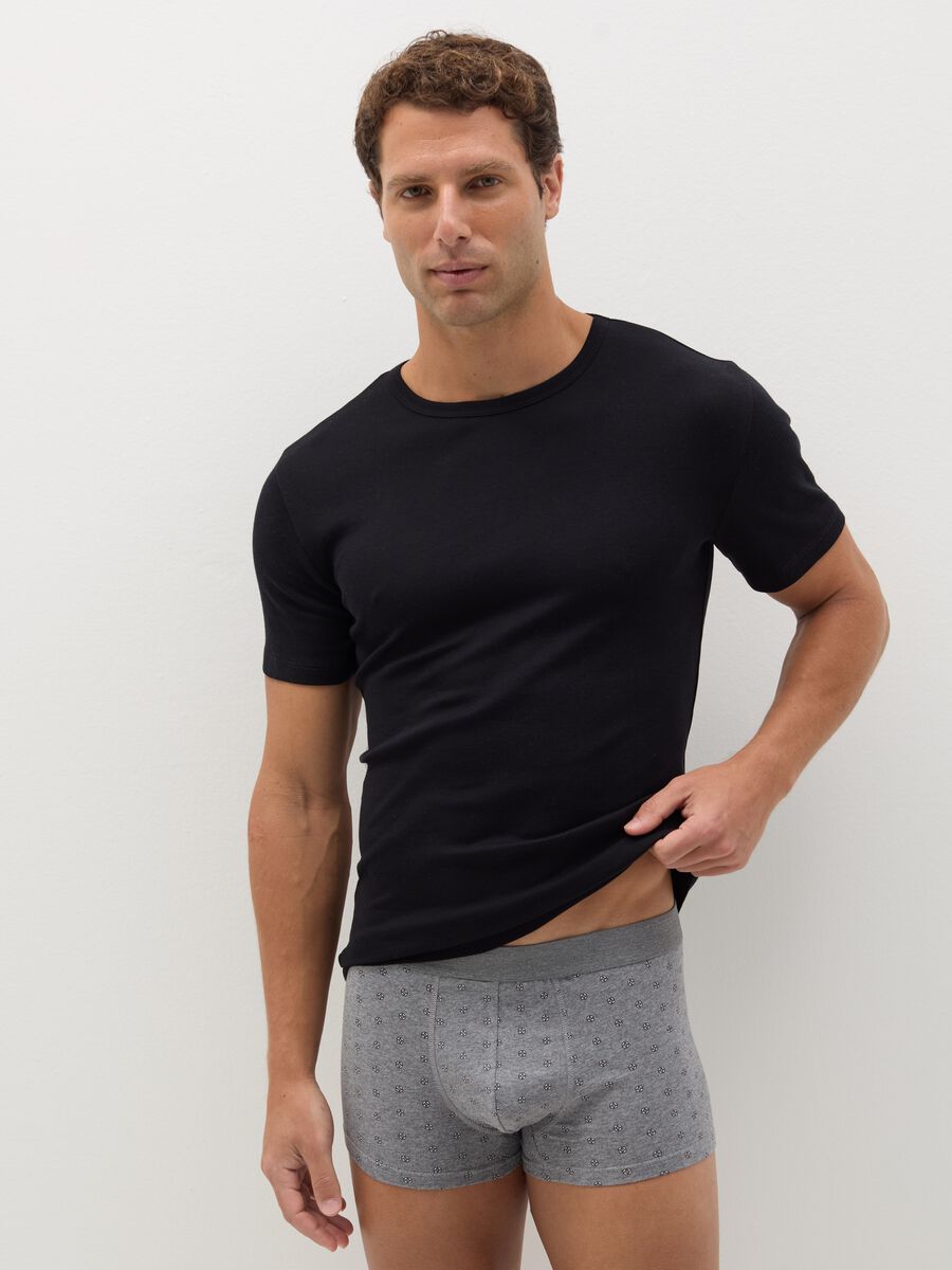 Three-pair pack boxer shorts in stretch cotton with micro pattern_0