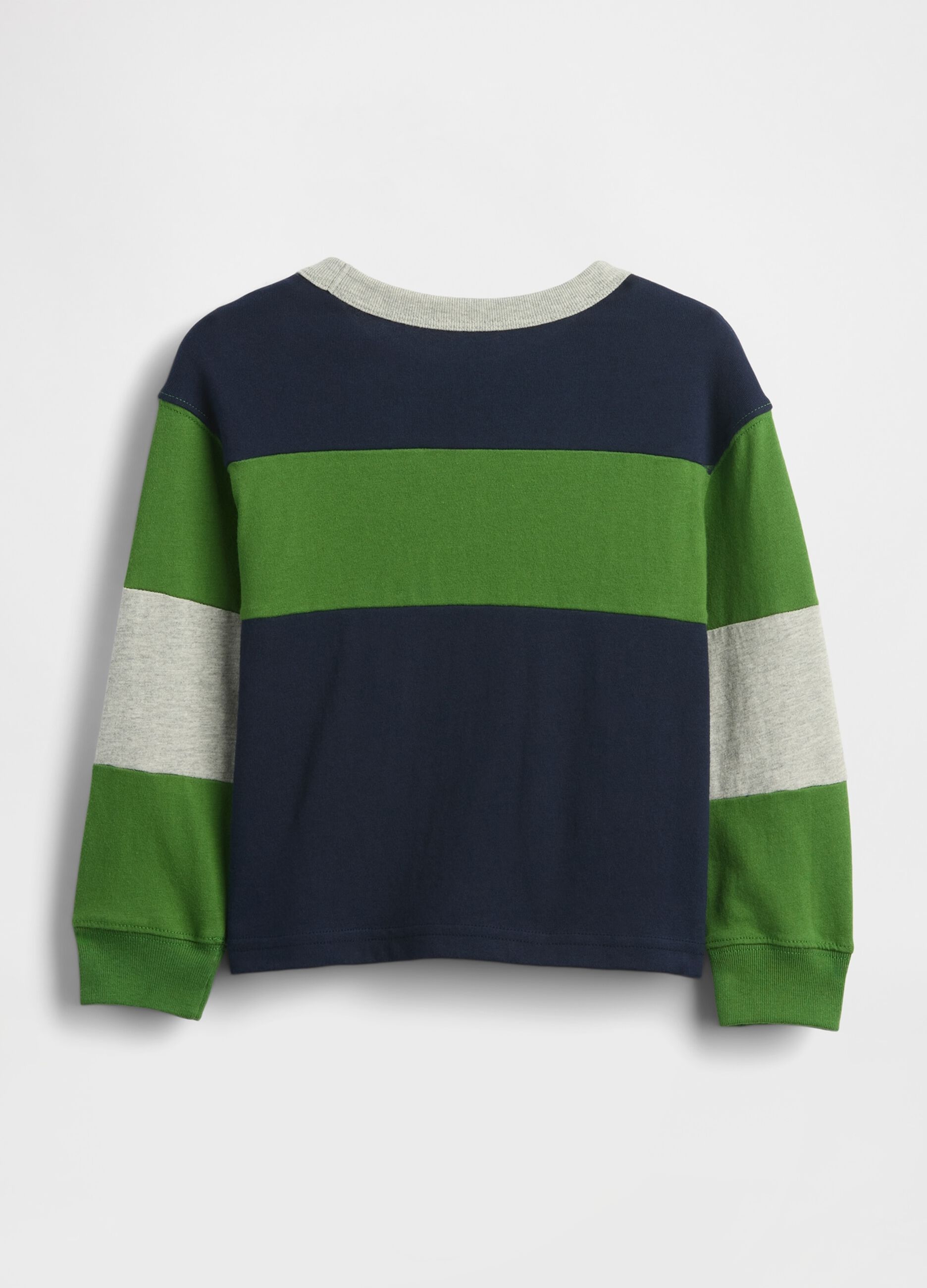 Maglia a righe blu e verde a maniche lunghe