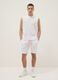 White cotton-blend Bermuda shorts with elasticated waistband_0