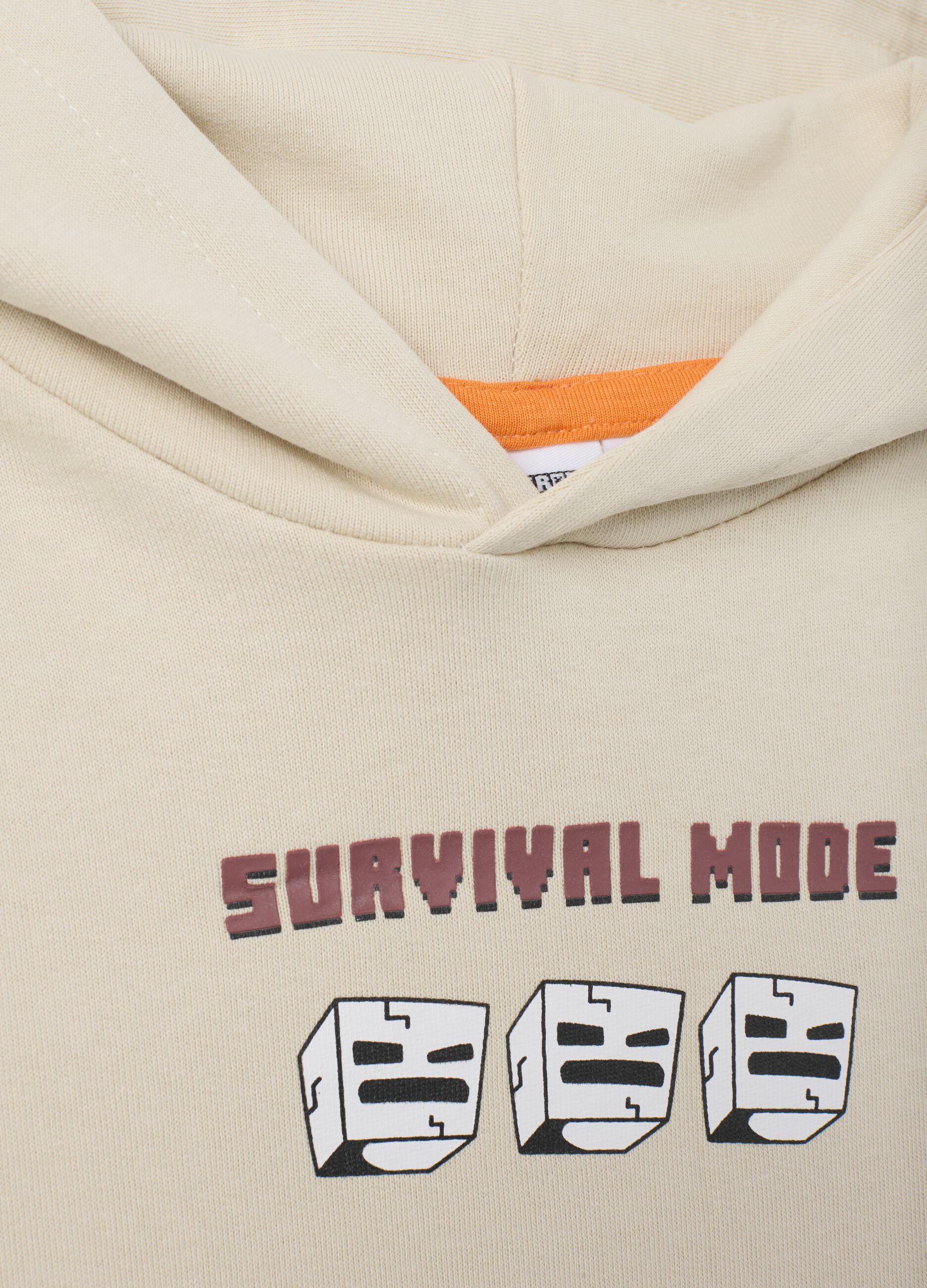 Beige children's hoodie in pure cotton with print