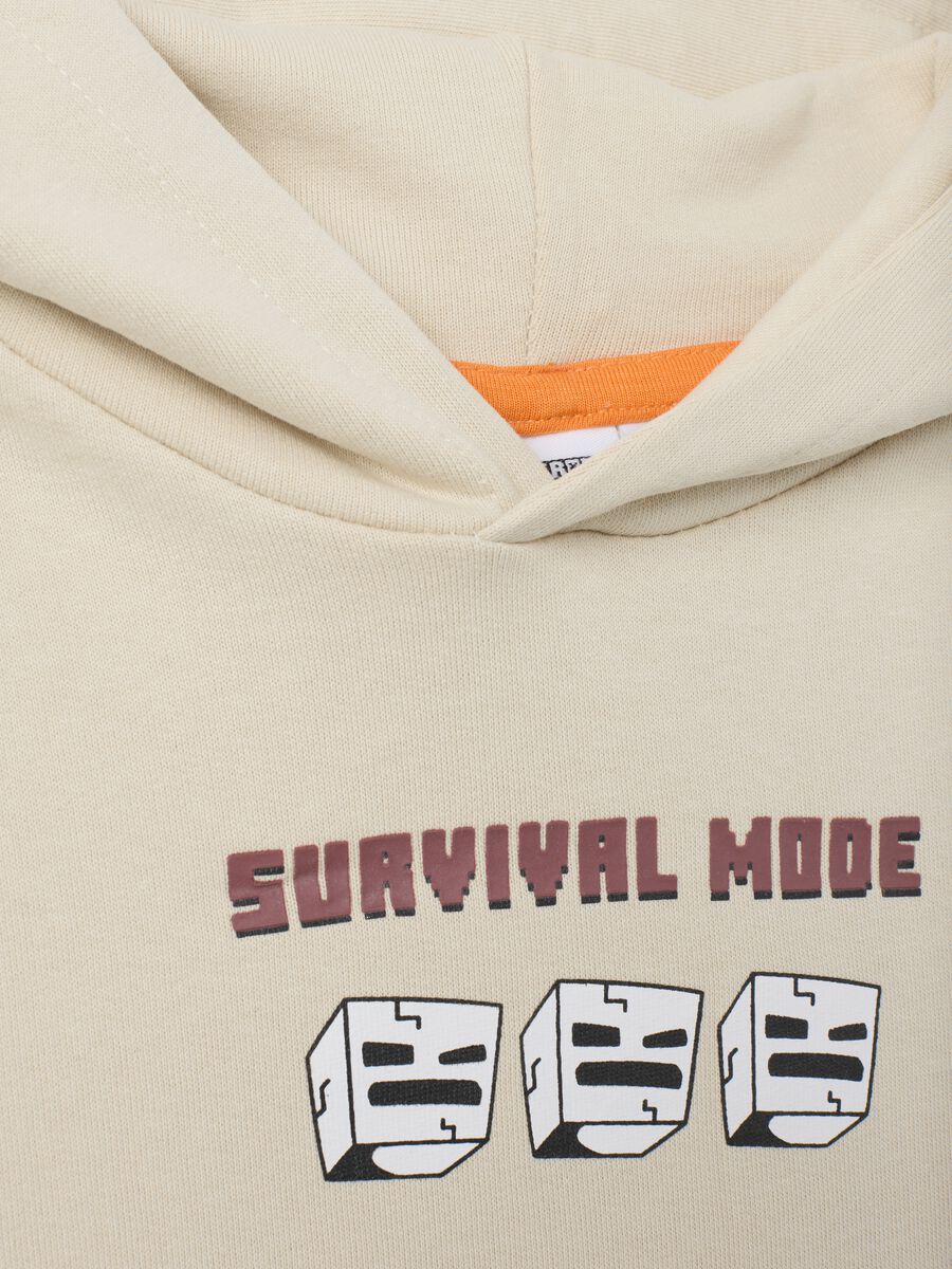 Beige children's hoodie in pure cotton with print_2