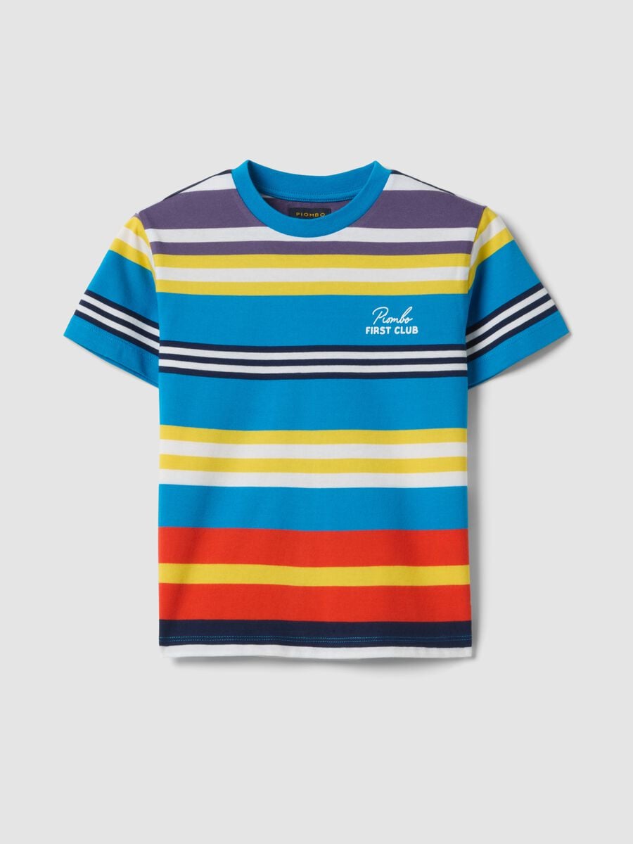 T-shirt a righe multicolor in puro cotone da bambino oversize fit_3