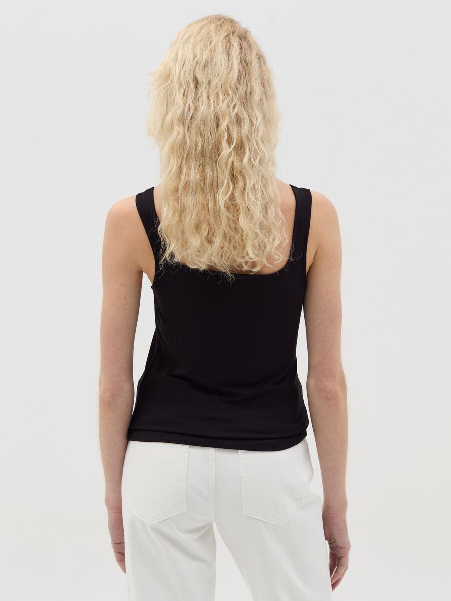Basic black tank top in stretch viscose_3