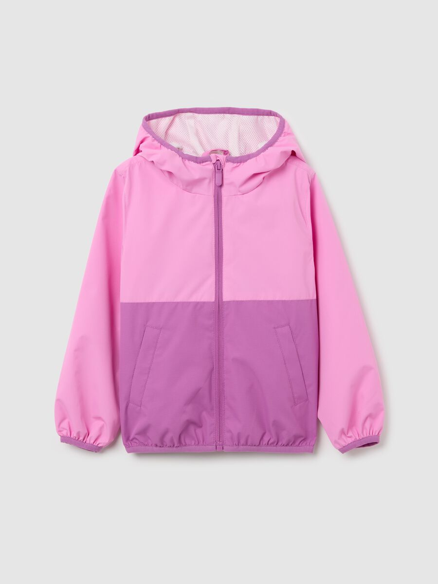 Two-tone rain jacket with hood_0