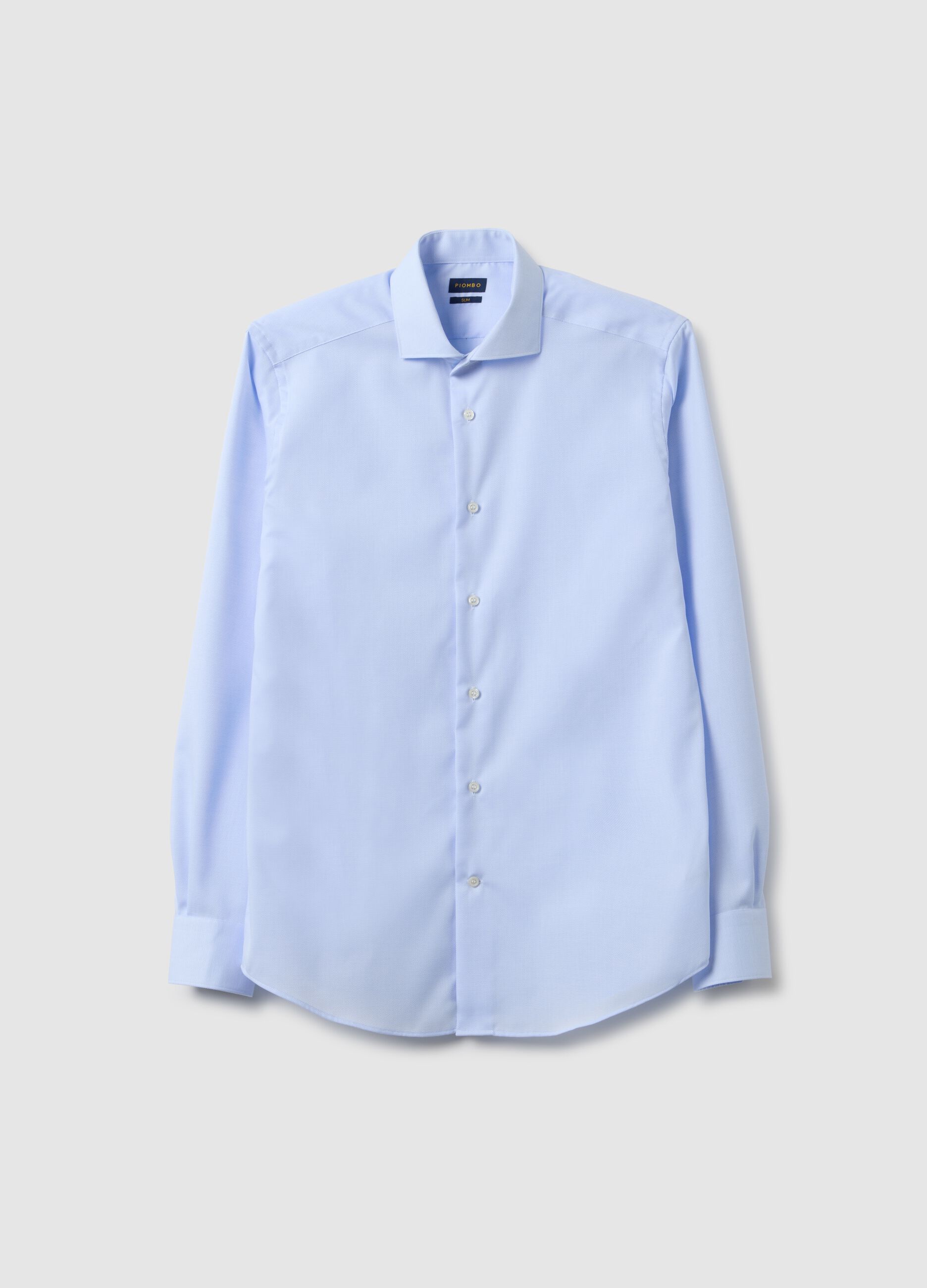 Slim fit light blue pure cotton no iron shirt