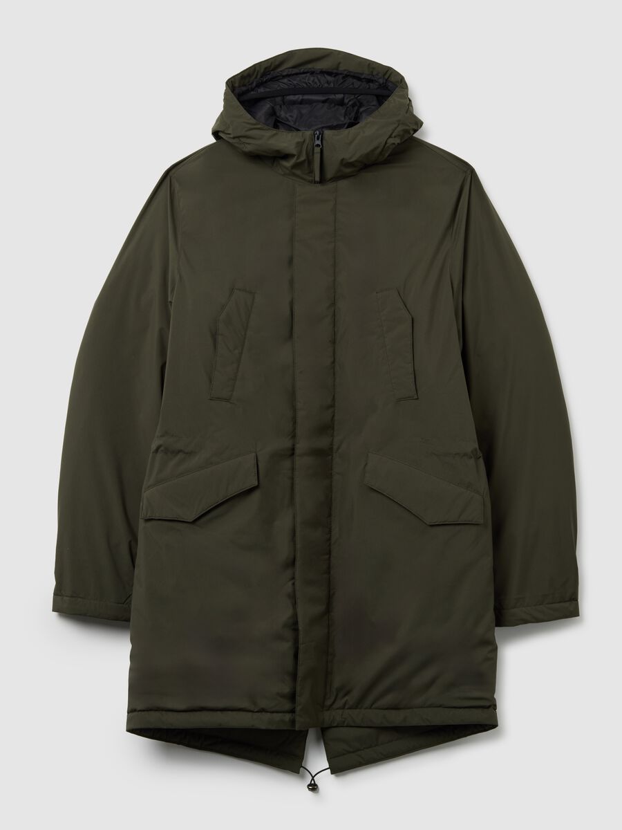 Green padded parka regular fit with hood and zip_0