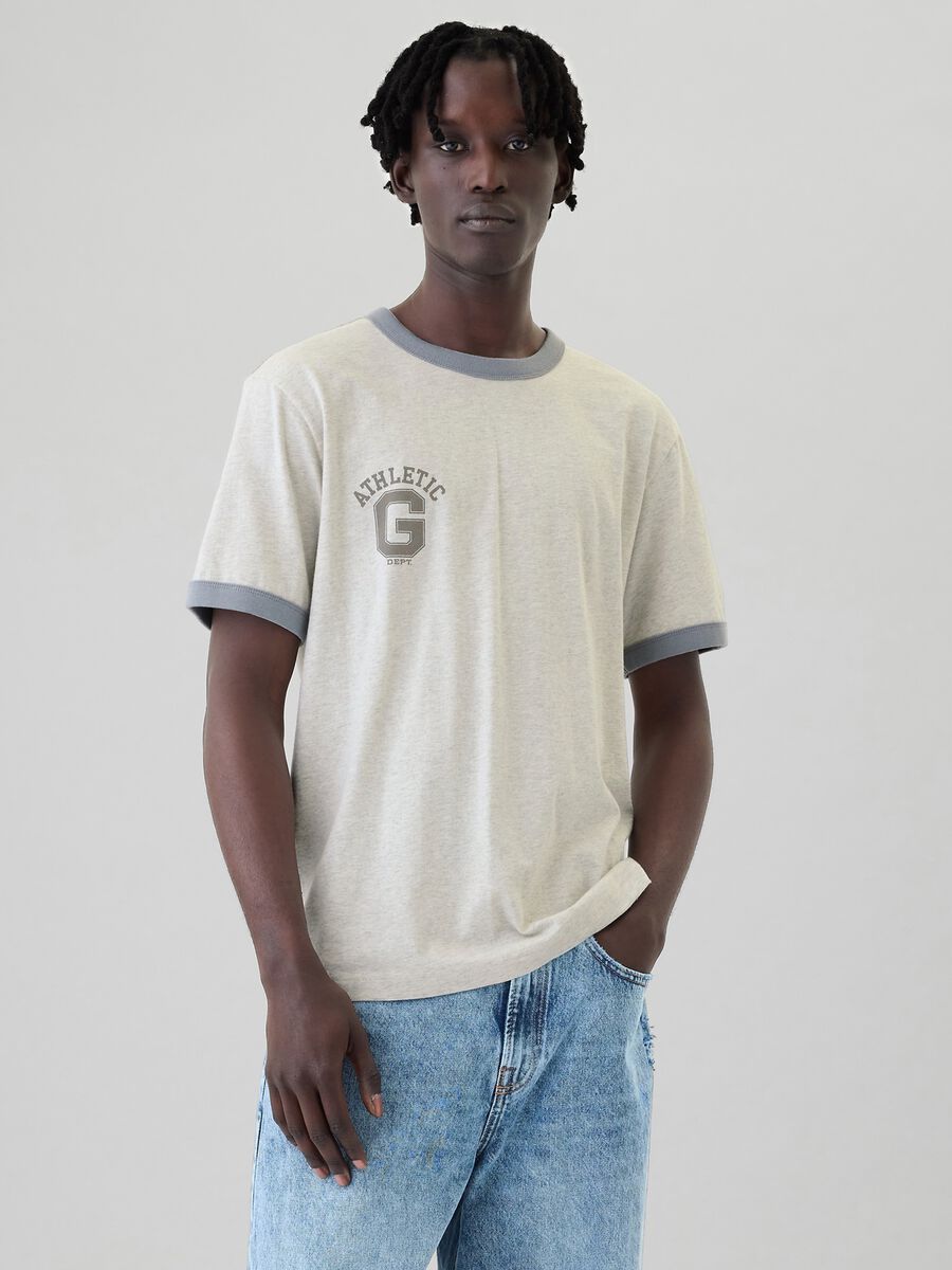 T-shirt in cotone con stampa logo_0
