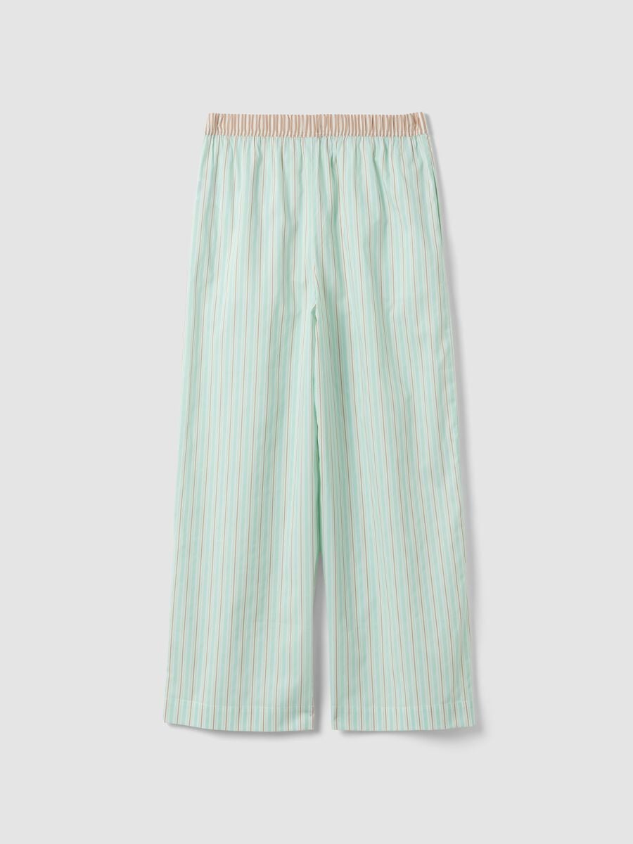 Green striped stretch cotton-blend poplin pyjama trousers_5