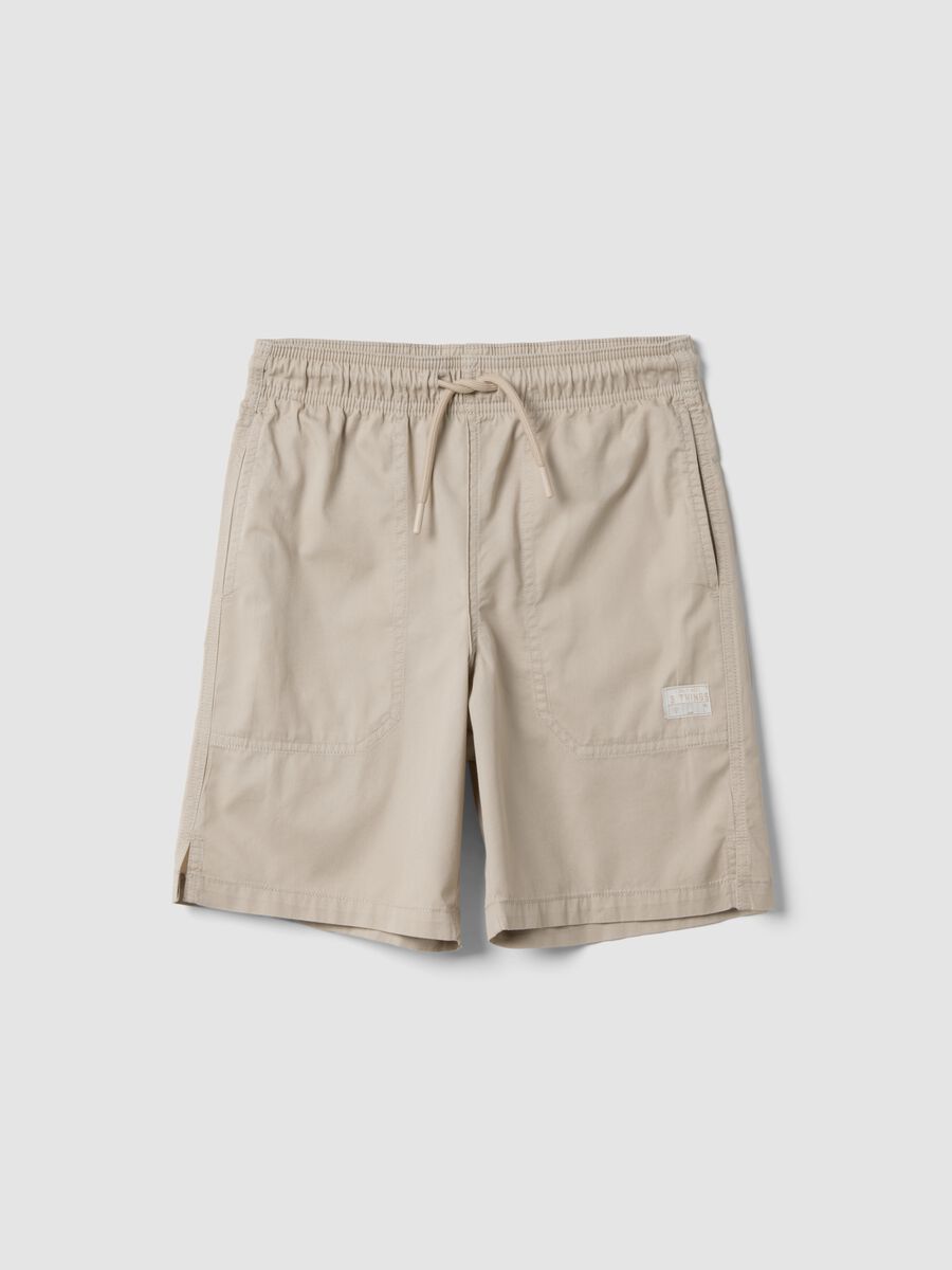 Brown regular-fit pure cotton Bermuda shorts_0