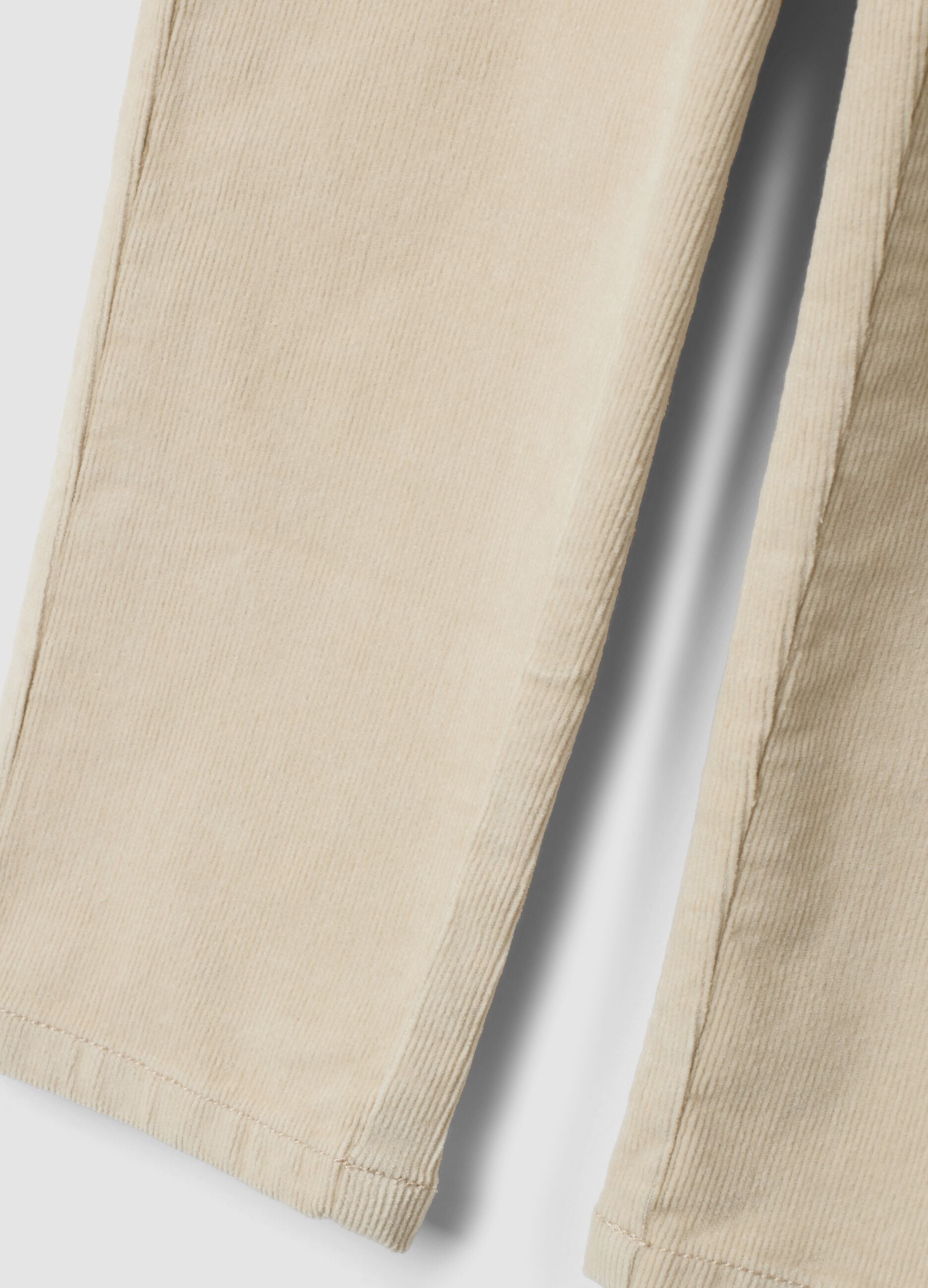 Beige ribbed stretch cotton trousers