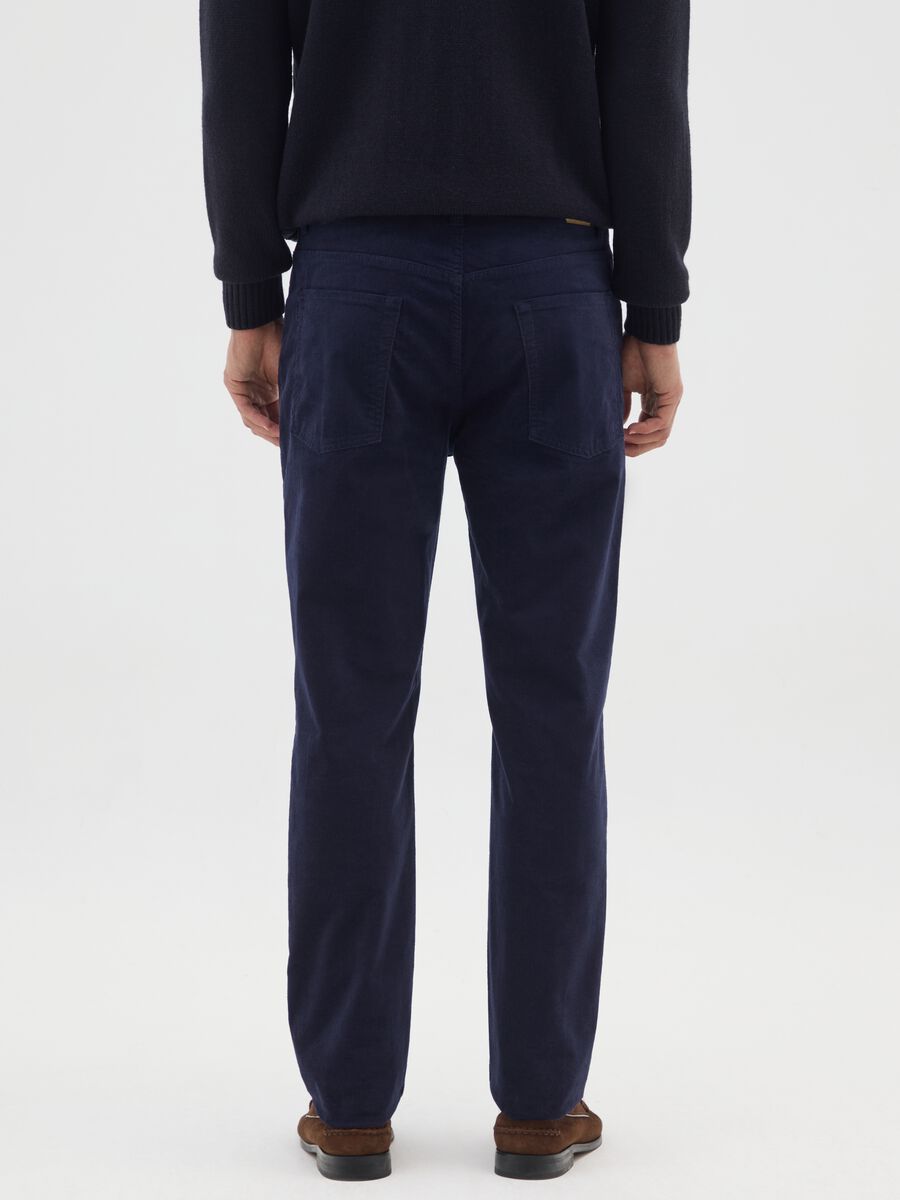 Slim fit blue stretch cotton trousers_2