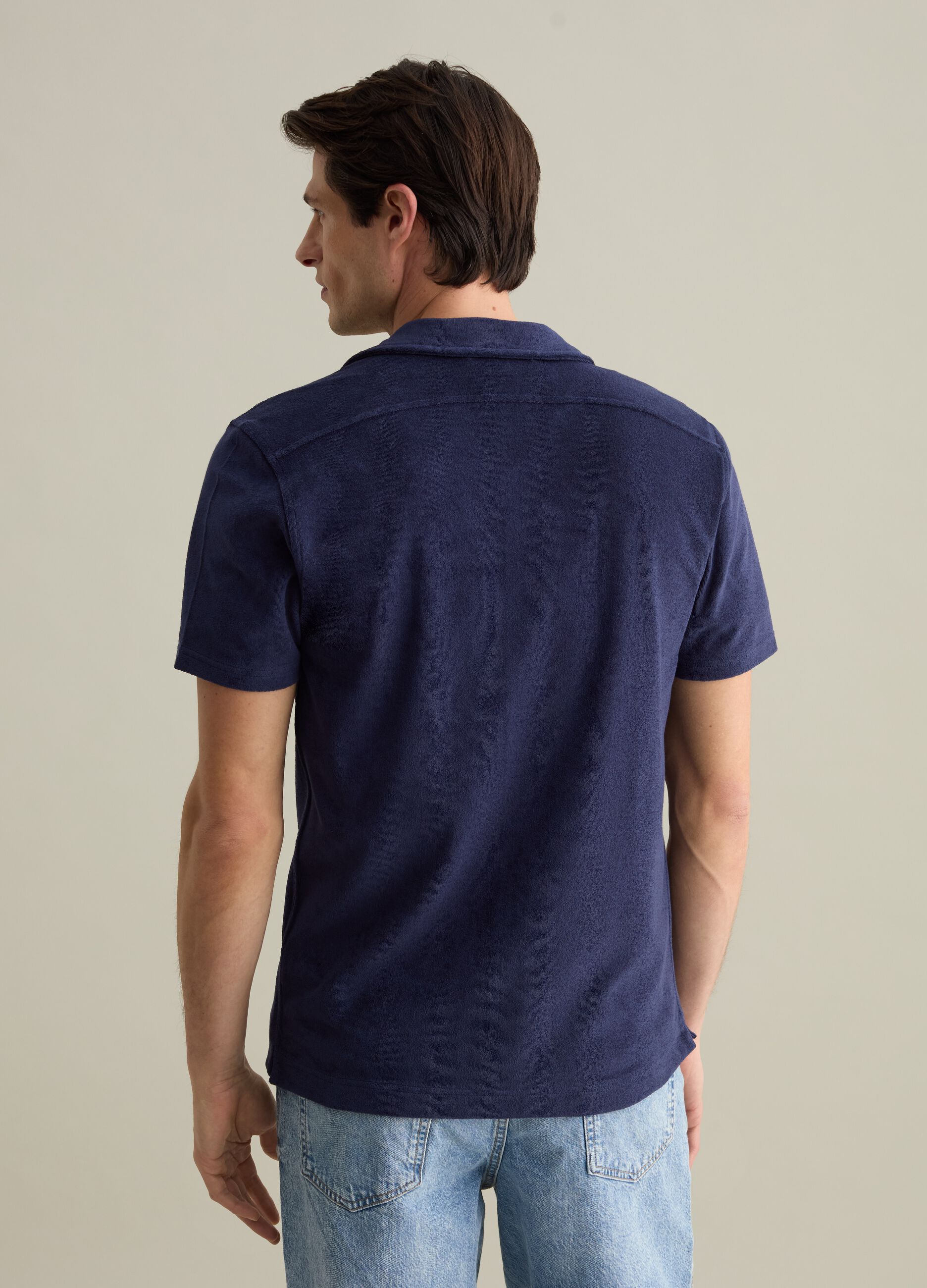 Polo shirt in chenille with pocket