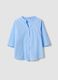 Sky-blue pure cotton shirt with eyelet embroidery, regular fit_4
