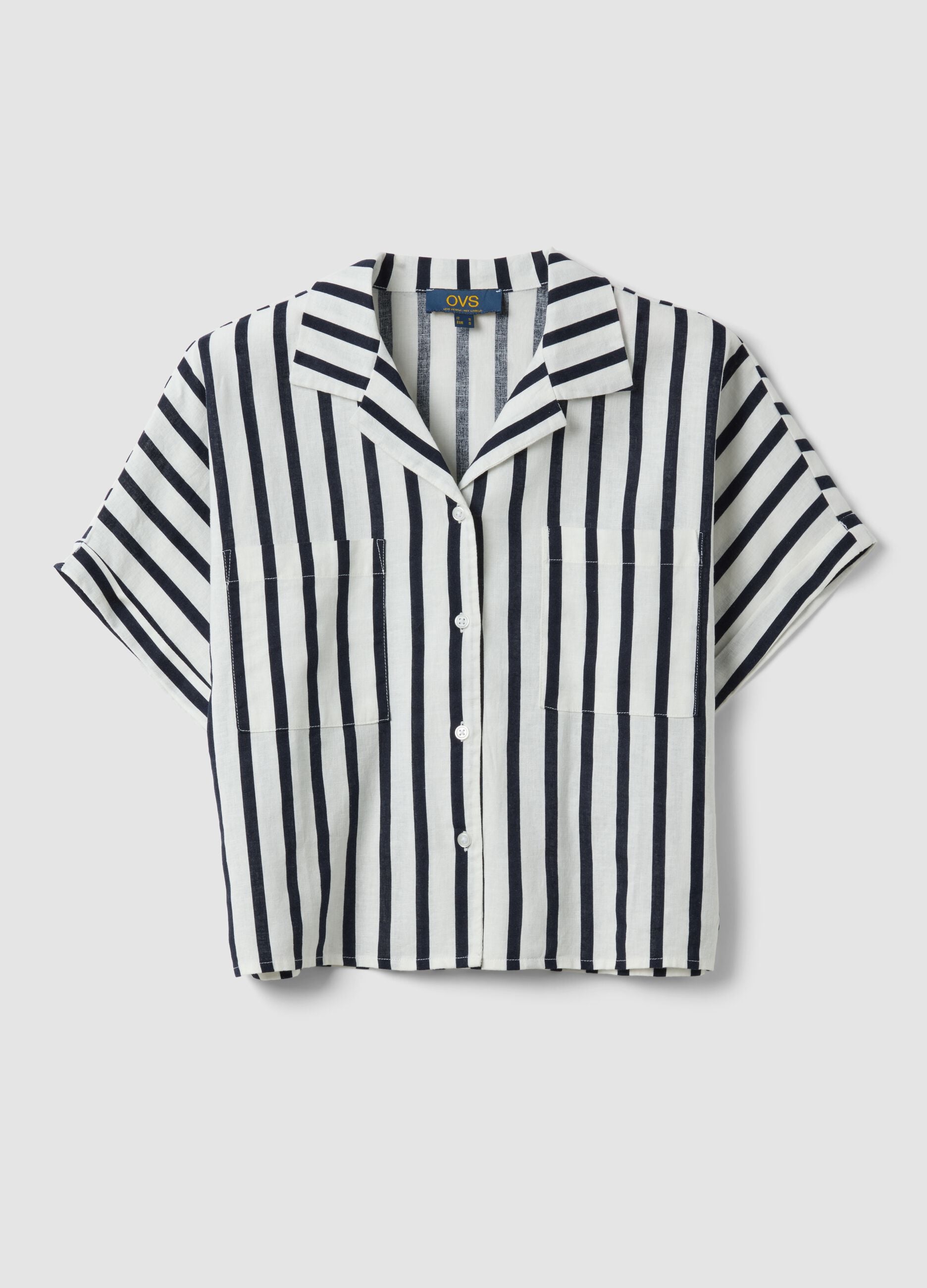 Multicolour striped regular-fit linen and viscose blend shirt