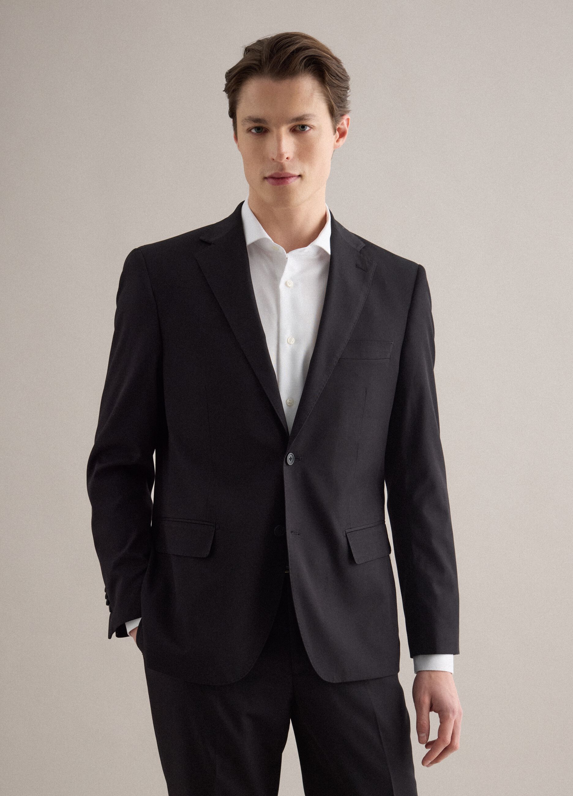 Single-breasted black regular fit blazer