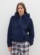 Felpa in sherpa blu con mezza zip e cappuccio regular fit_0