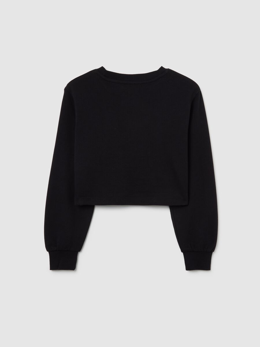 Felpa da ragazze in puro cotone nero relaxed fit_1