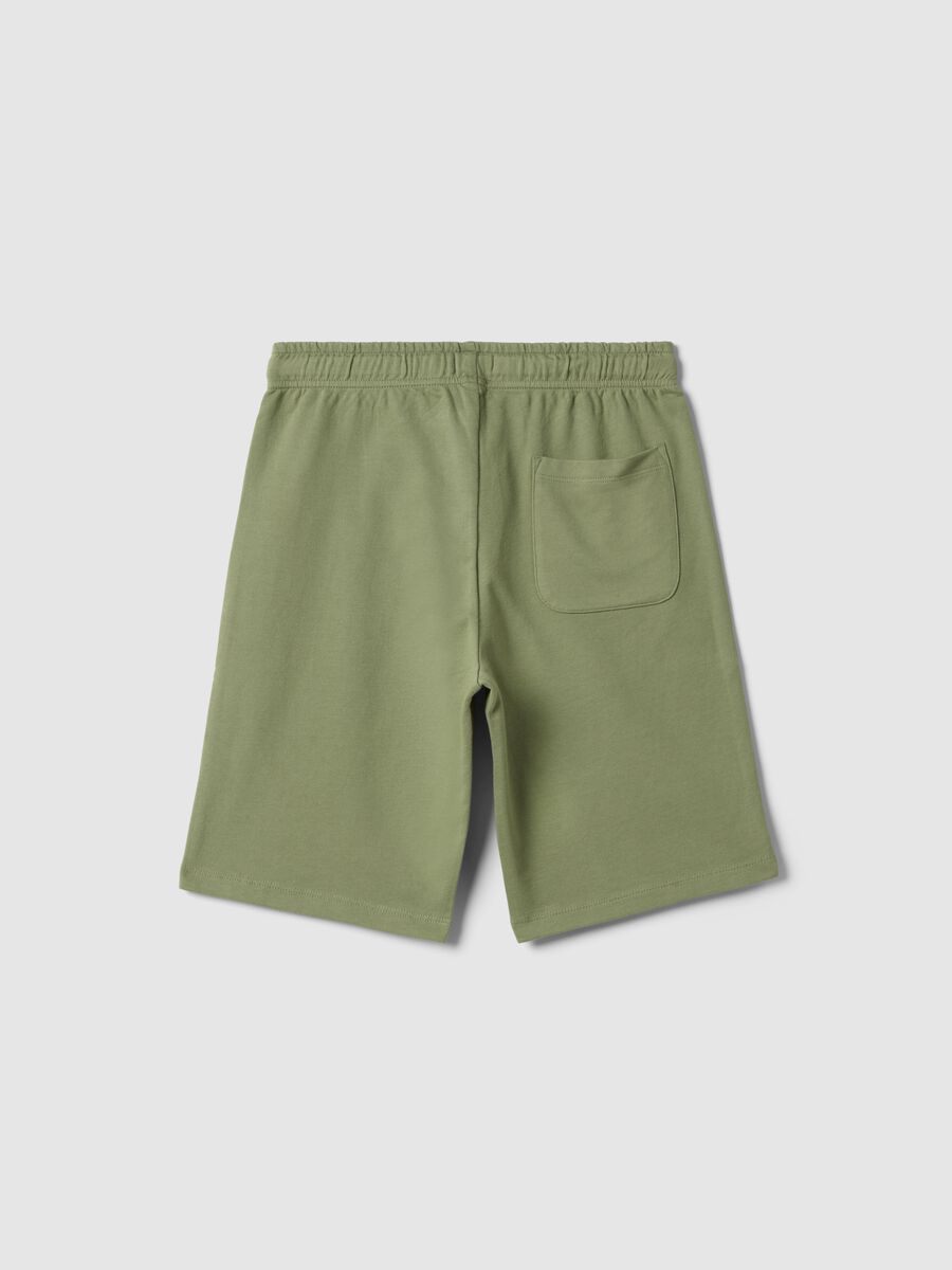 Green pure cotton shorts for boys regular fit_4