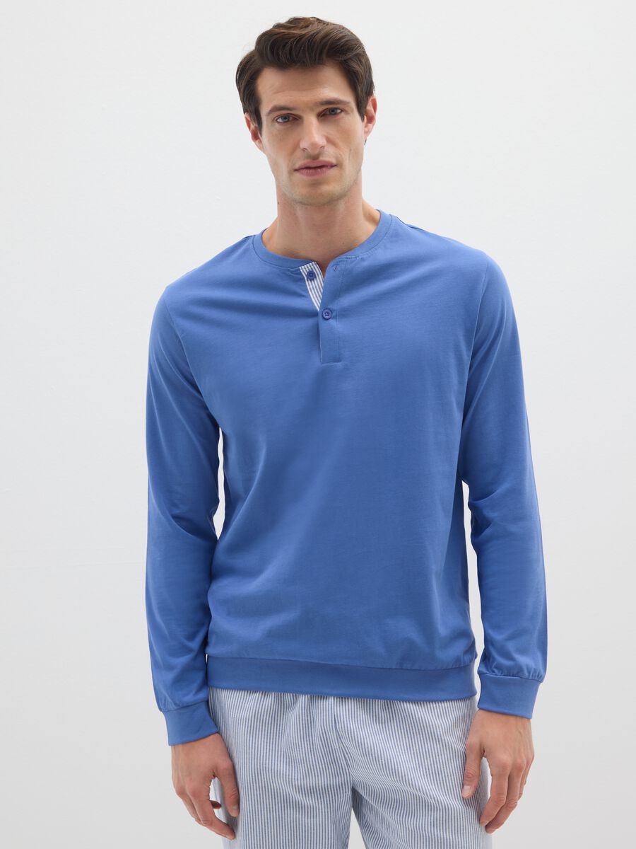 Blue and Grey Pyjamas in Pure Cotton_1