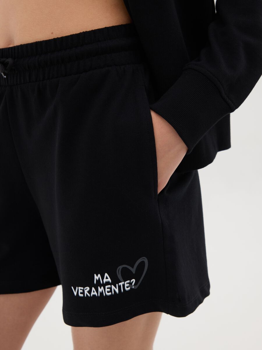 Pantaloncini da ragazze in puro cotone nero regular fit_1