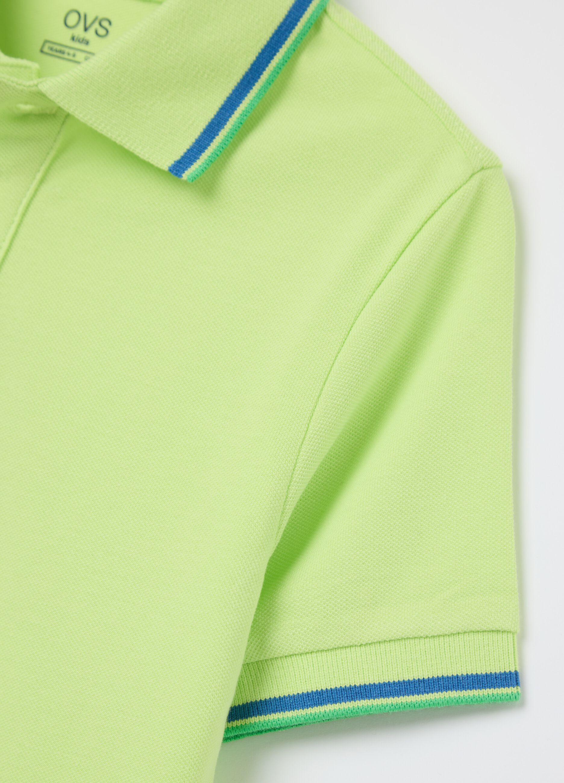 Cotton polo shirt with striped trims