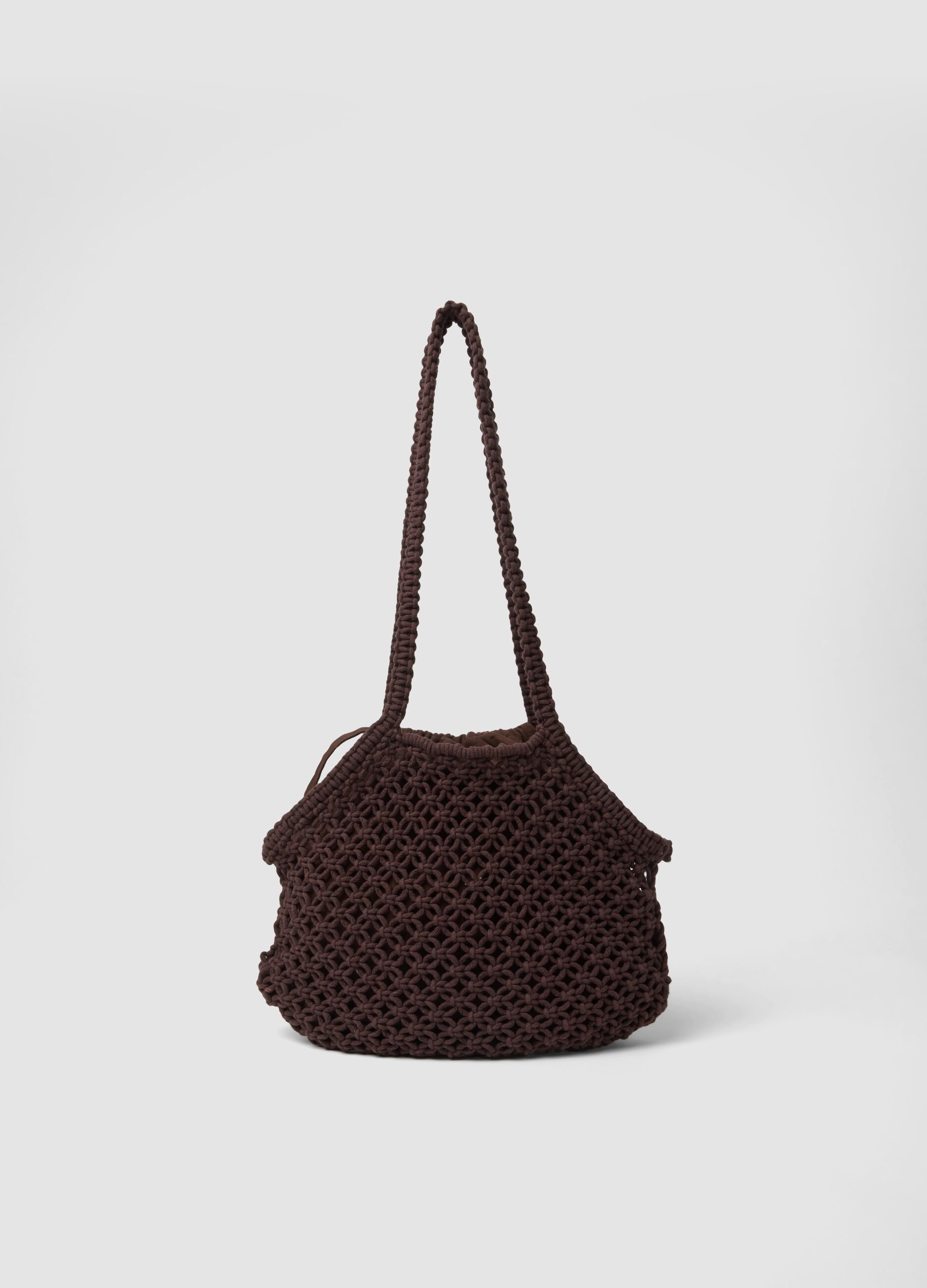 Brown crossbody bag in cotton-viscose blend