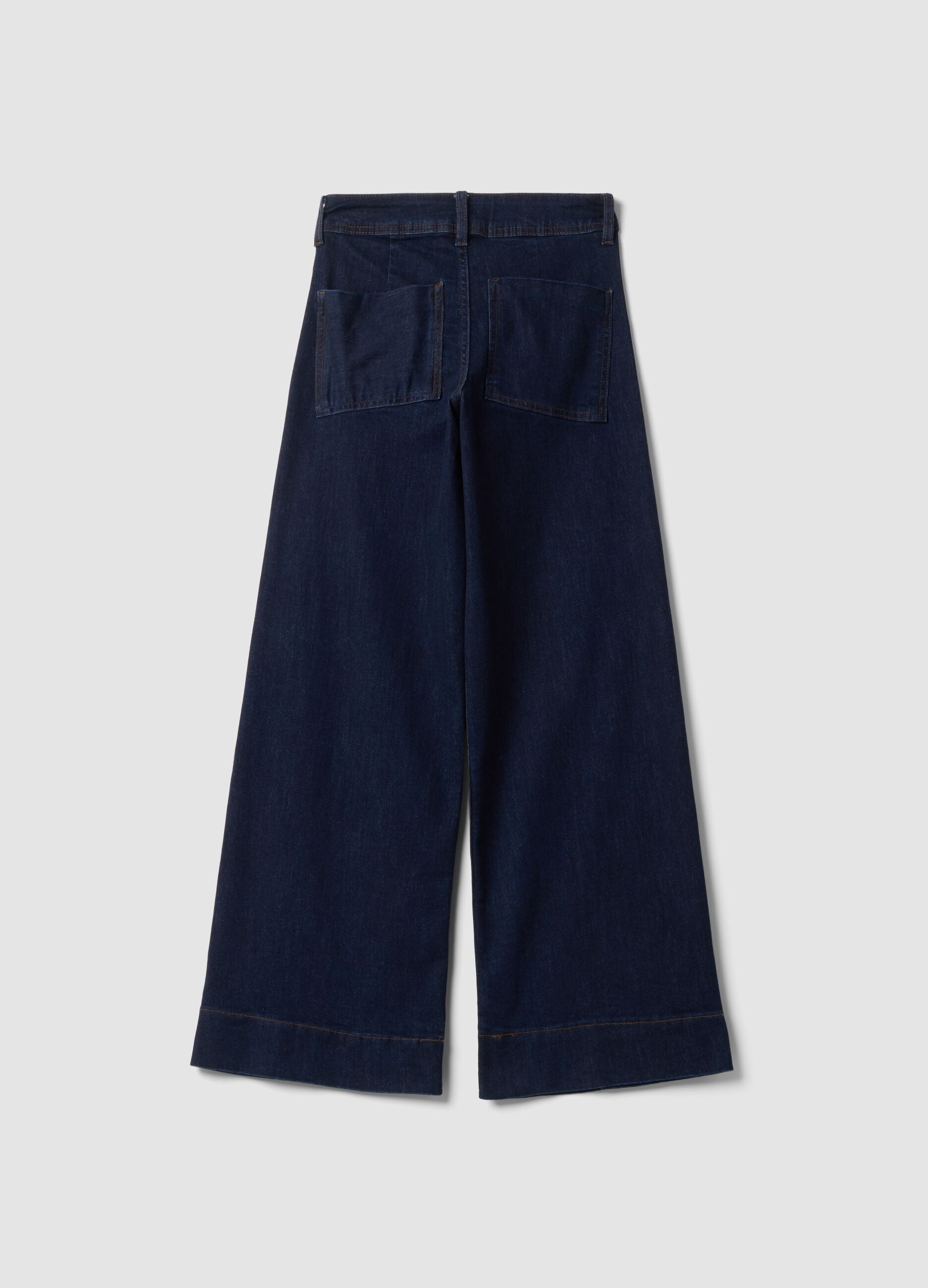 Jeans blu scuro wide leg in cotone elasticizzato