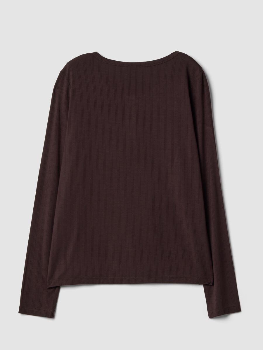 Brown ribbed stretch viscose pyjama top_2