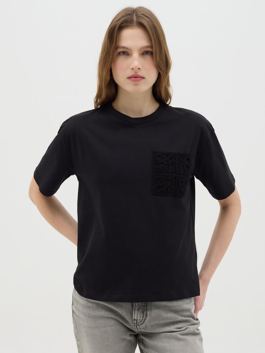 Black short sleeve cotton T-shirt by Ovs_0