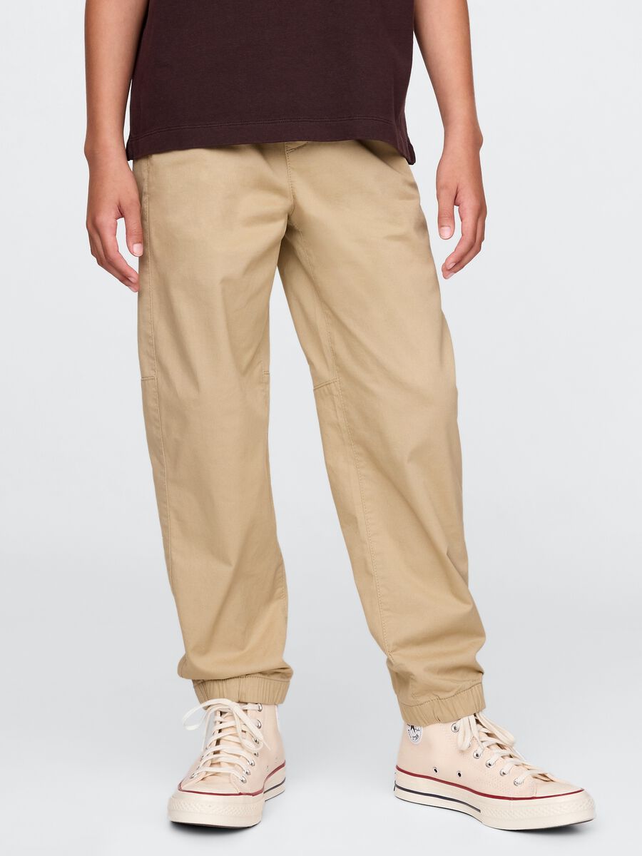 Stretch Beige Trousers for Boys_1