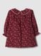 Burgundy red floral pure cotton crew-neck dress, regular fit_1