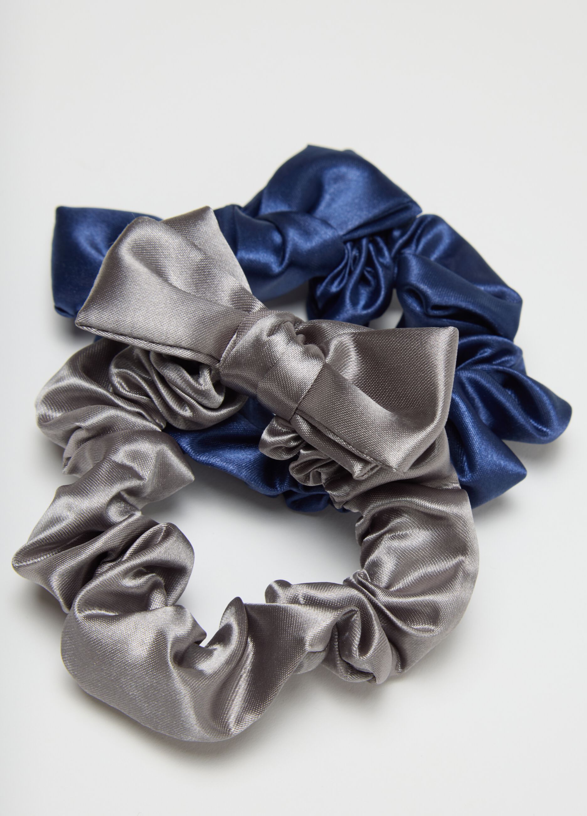 Women's Multicolour Satin Scrunchies with Bow