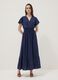 Abito blu lungo in pura viscosa con scollo incrociato regular fit_2