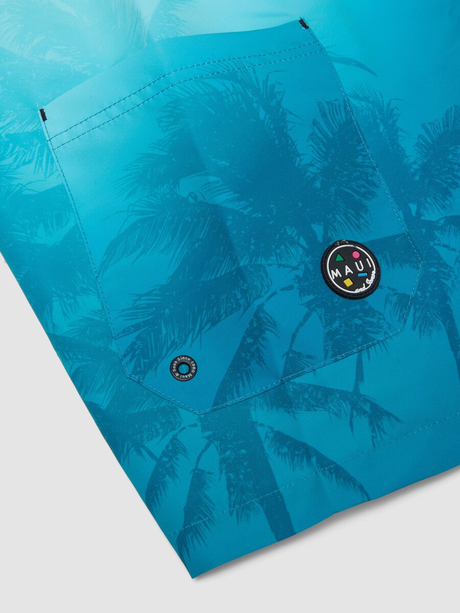 Blue tropical-print swim shorts_3