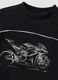 Black short-sleeved stretch-cotton T-shirt with motorbike print_2