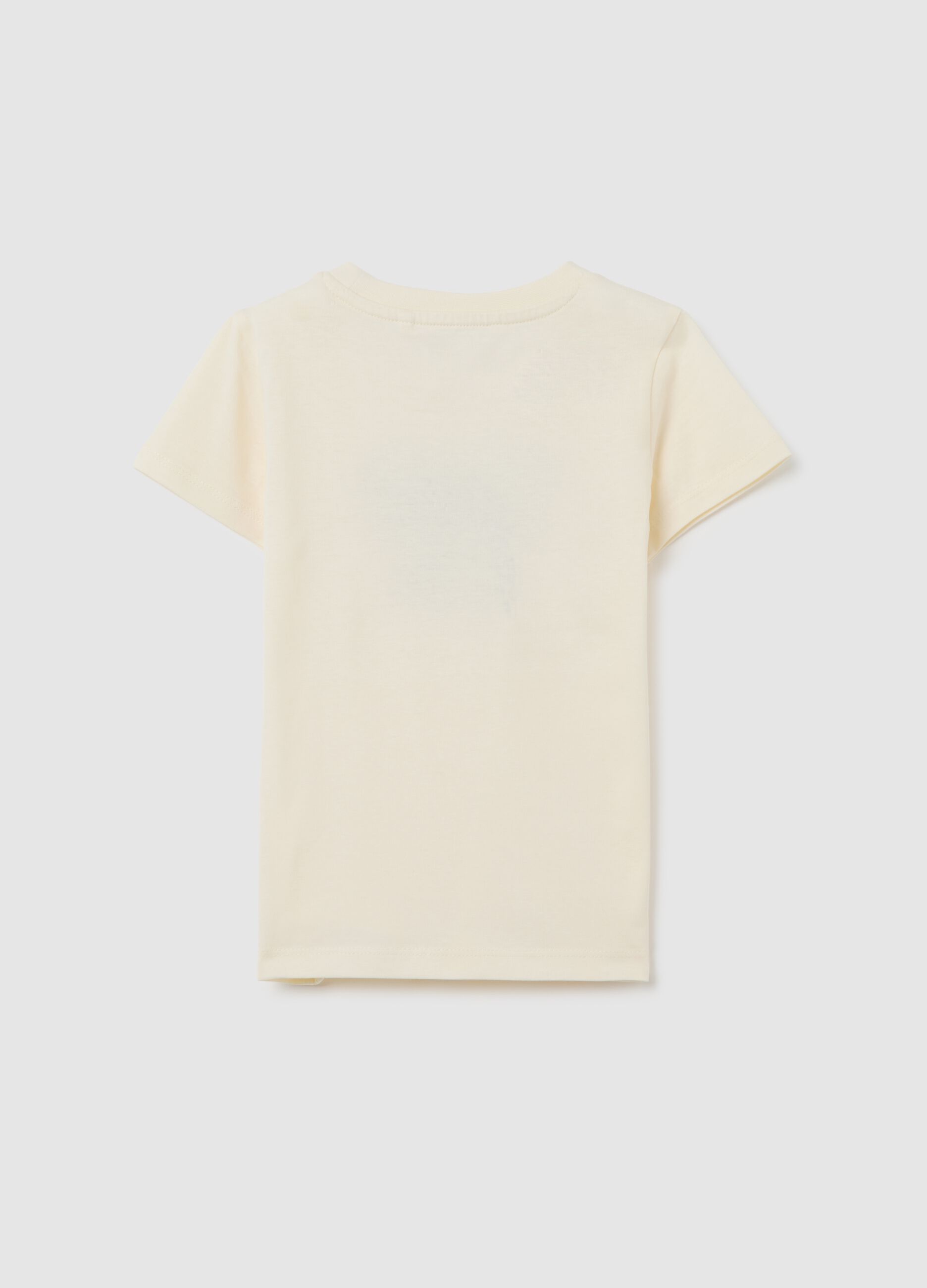 T-shirt da bambina in puro cotone beige con giraffe