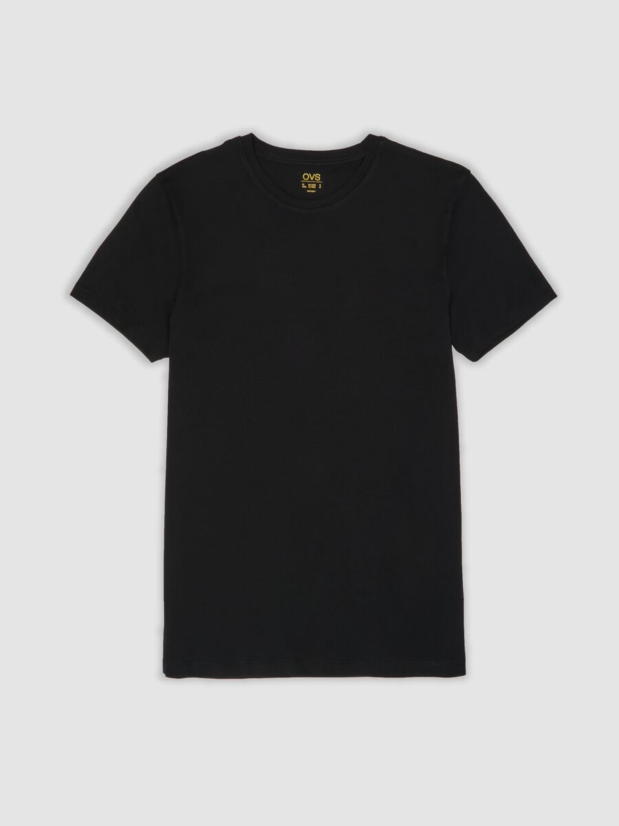 T-shirt girocollo nera in puro cotone Supima regular fit_4