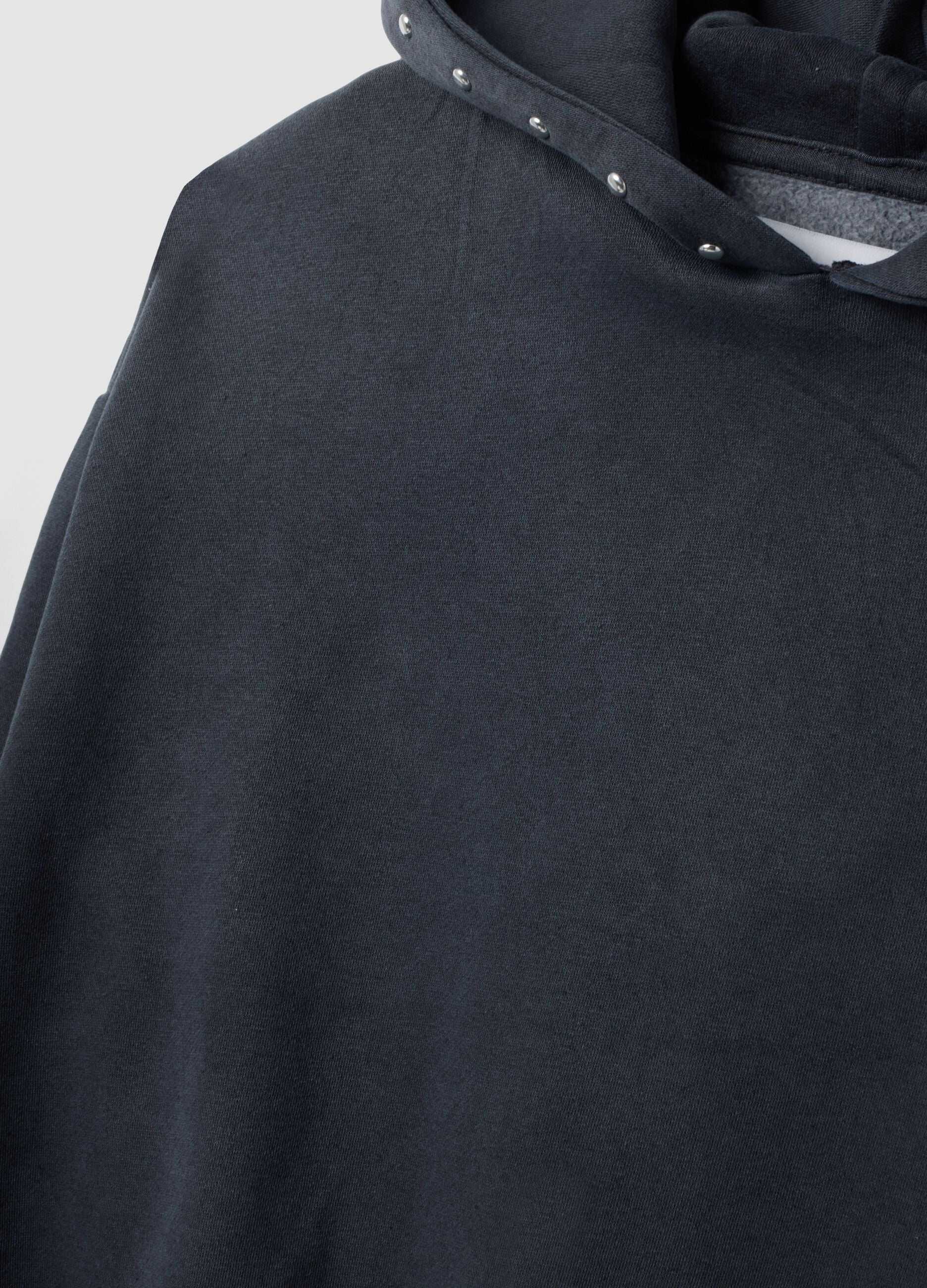 Grey cotton-blend hoodie with rhinestones, relaxed fit