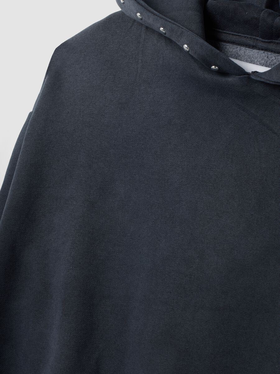 Hoodie grigia in misto cotone con strass relaxed fit_1
