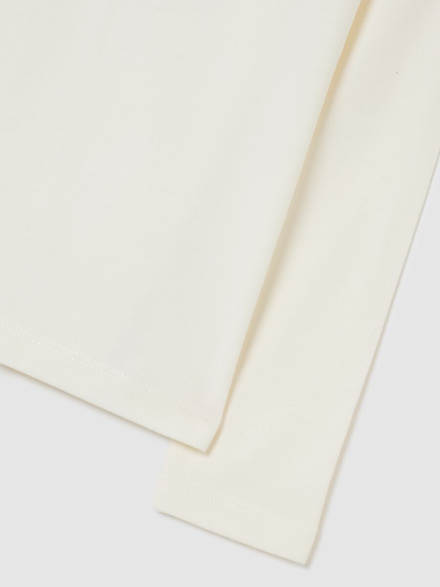 White cotton blend regular fit girl's t-shirt with print_2