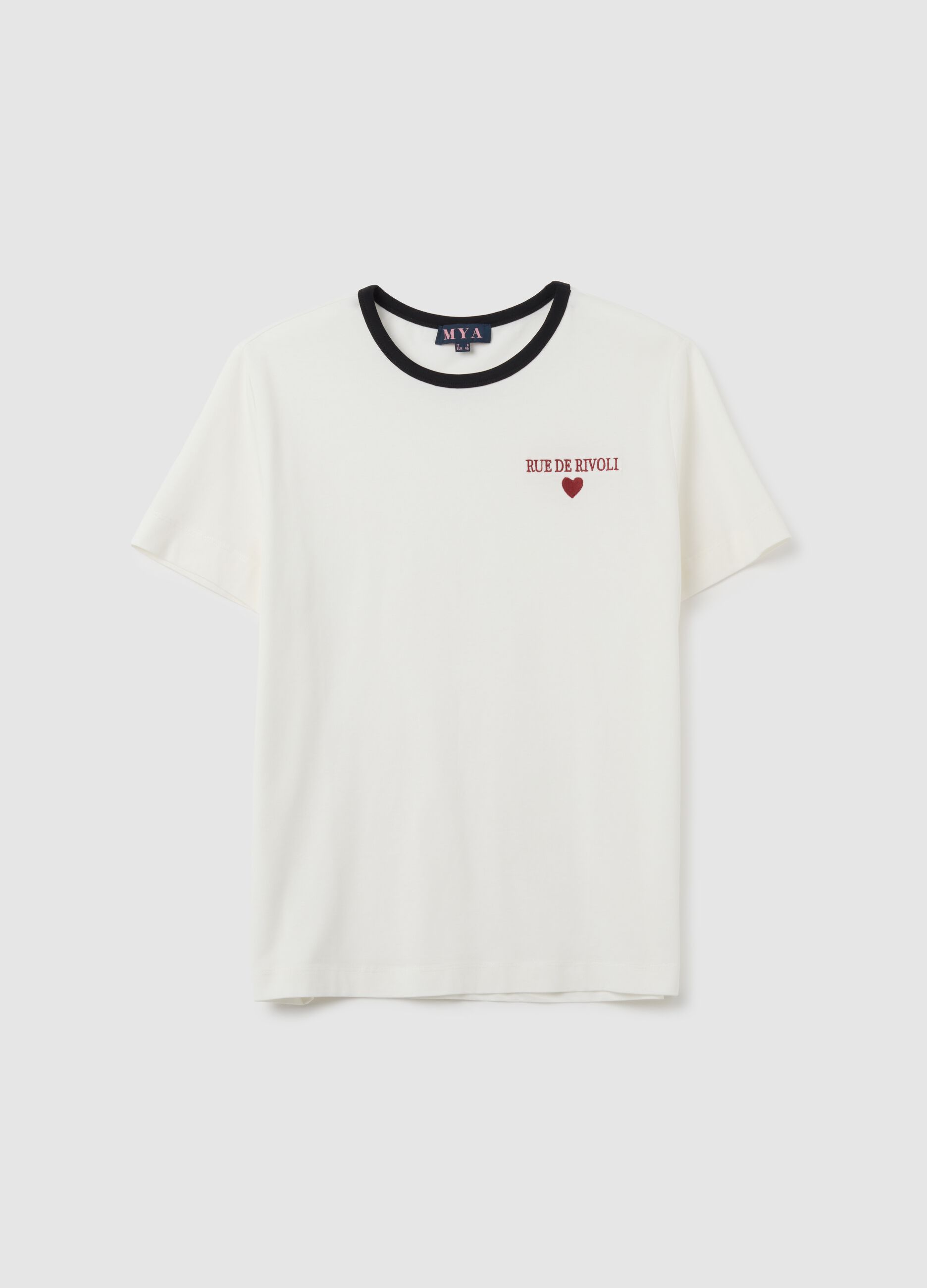Women's pure cotton white T-shirt regular fit with logo