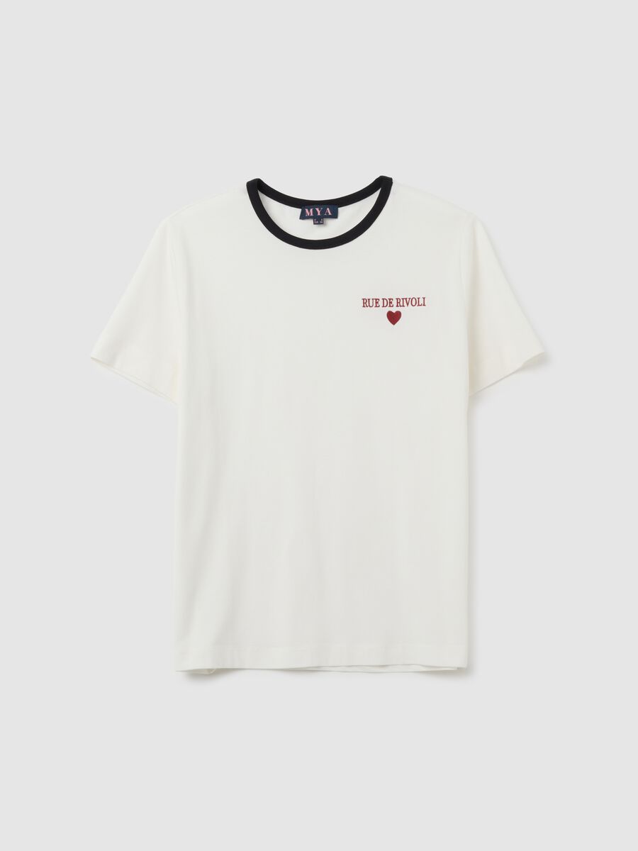 Women's pure cotton white T-shirt regular fit with logo_0